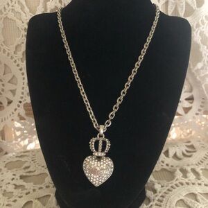 Juicy Couture Silver Heart Crown Pendant